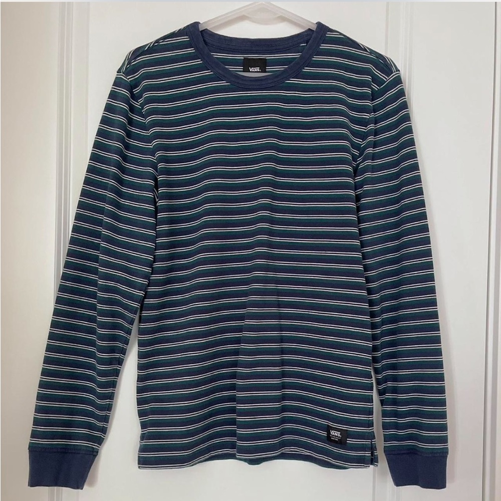 Vans Green and Blue Striped Long Sleeve Tee